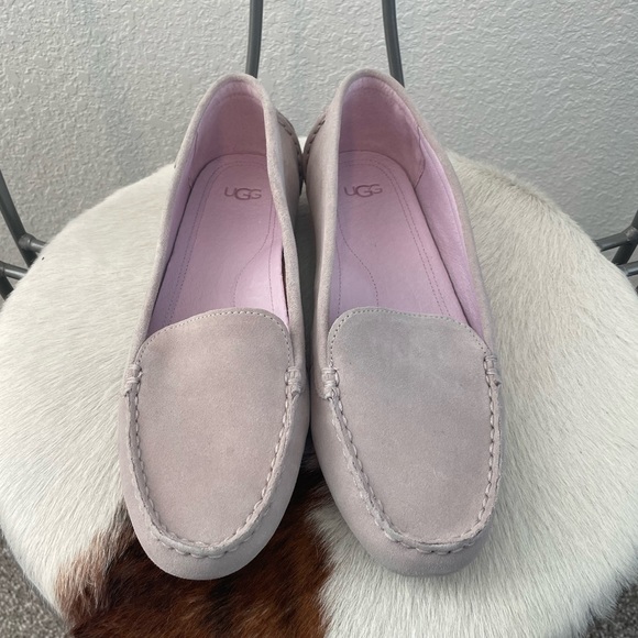 UGG Flores Suede Leather Flat Loafer in Feather - Picture 4 of 9